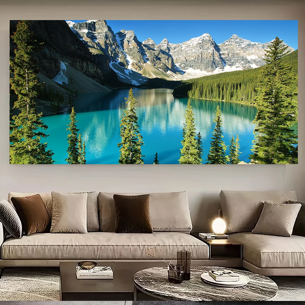 No Framed Breathtaking Alpine Lake Scenery Canvas Art - Photorealistic &  Wall Decor for Living Spaces,  Print, Perfect Gift for