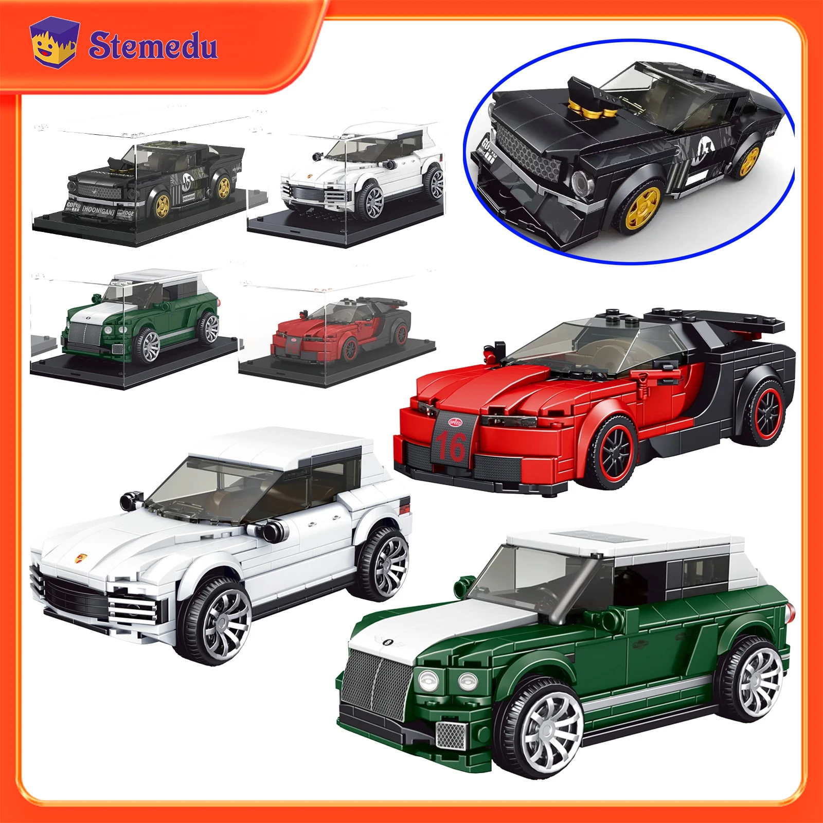 

MOLD KING 27024 27025 27026 27027 MOC Roadster Sport Car Series Строительный блок Строительная игрушка Дисплей Коробка Рождественский подарок для детей