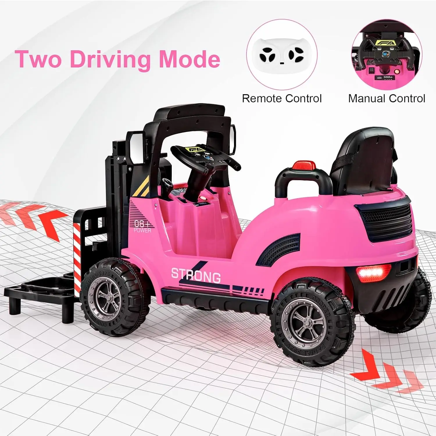Ride on Forklift, 12V Kids Electric Vehicle Construction Truck with Remote Control, Liftable Fork and Pallet, Toddlers Battery P