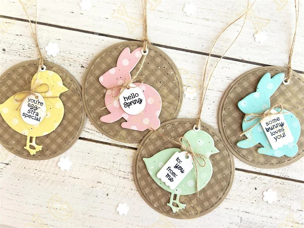 Sellos de cebo de conejo de Pascua para álbum de recortes, plantilla de relieve para decoración de diario, tarjeta de felicitación Diy, tarjetas de papel decorativas en relieve