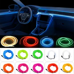 Luzes LED interior do carro, luzes de néon flexíveis com unidade de cigarro USB, luzes LED ambiente, gelo azul, 1m, 3m, 5m, estilo quente