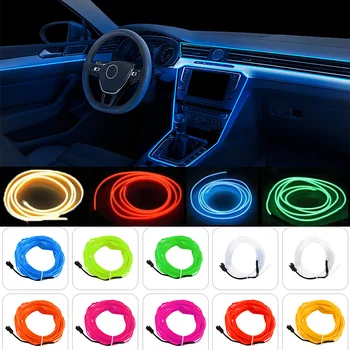 Car interior LED lights with flexible neon lights with USB Cigarette drive 1M/3M/5M hot style Ambient led lights LED Ice Blue