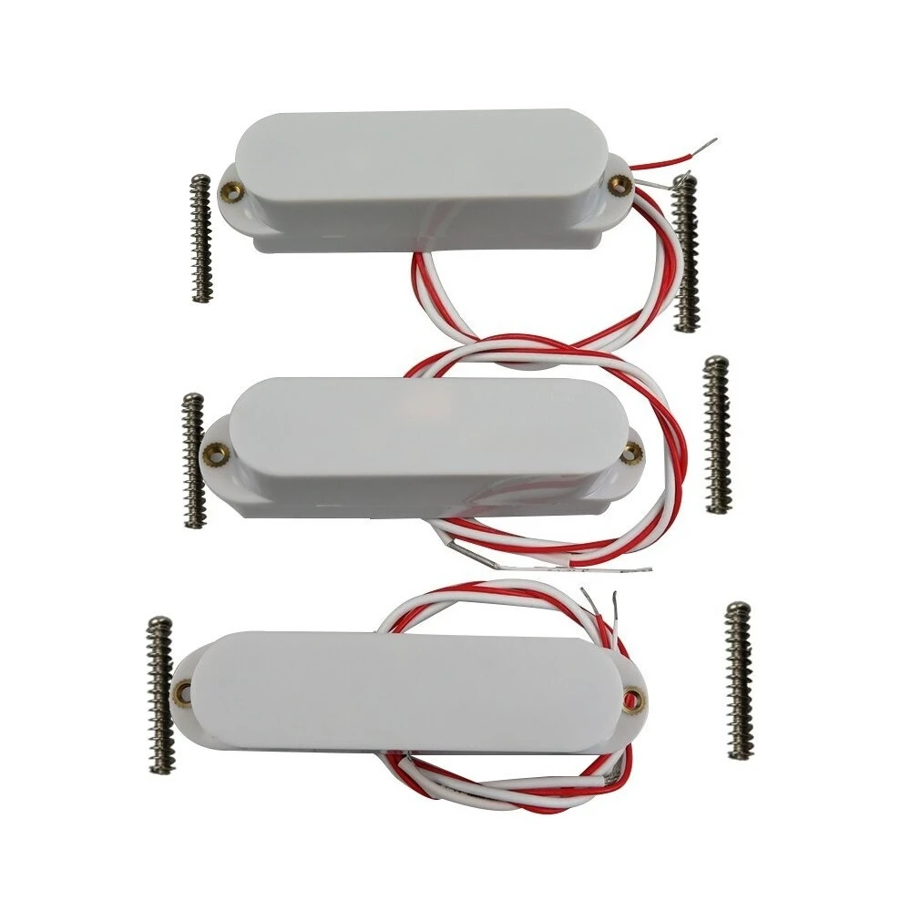 Active Single Coil Pickups White Set Fit Str/at ST Guitar Neck Middle Bridge Pickups Full Mount Hardware Included