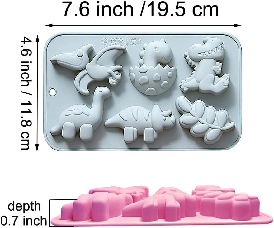 3d Dinosaur Silicone Mold for Baking Cute Pterosaur Triceratops Tyrannosaurus Mold for Fondant Cake Decoration Accessories