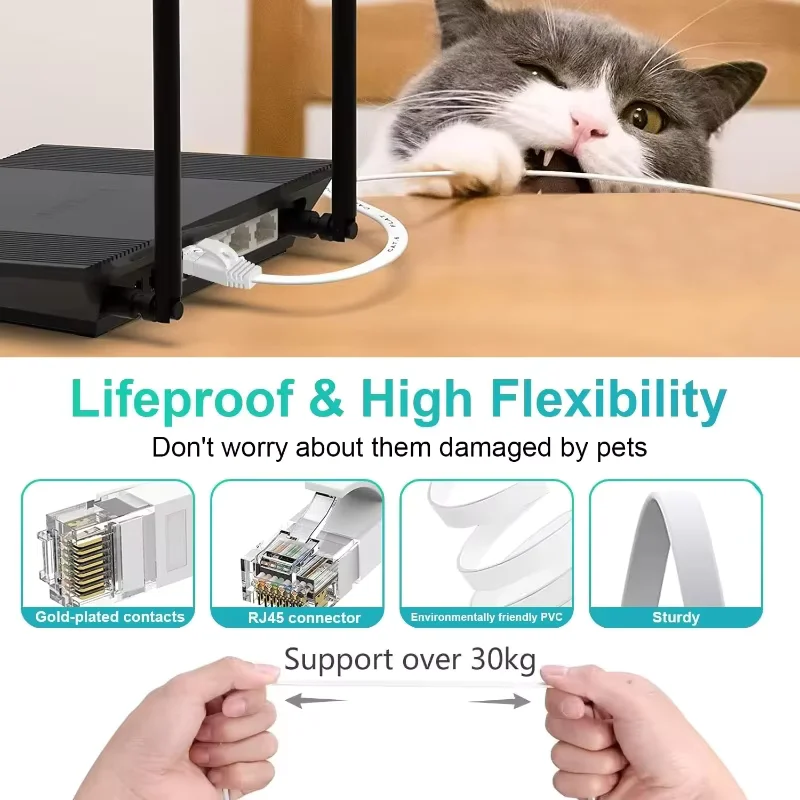 Cat6 كابل إيثرنت مسطح RJ45 الكمبيوتر الإنترنت شبكة LAN إيثرنت التصحيح كابل الحبل كابل إيثرنت Cat 6