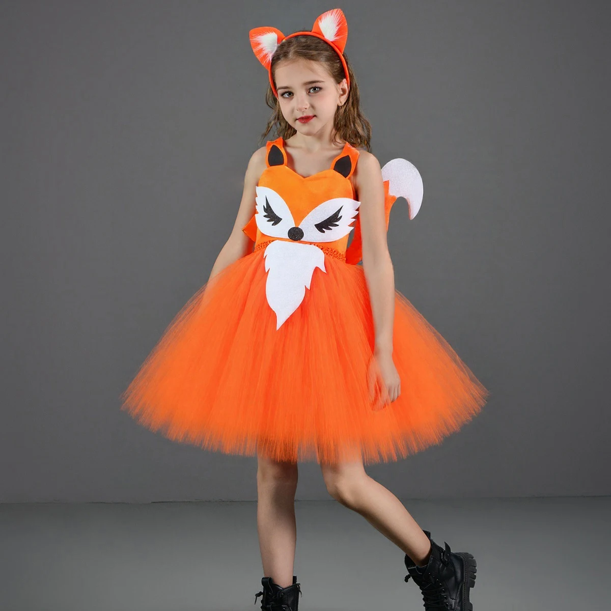 

Платье-пачка оранжевой лисы, костюм для девочек, карнавальный костюм в стиле джунглей на день рождения, нарядное платье с животными, детские платья на Хэллоуин