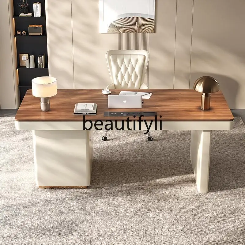 

Cream wind solid wood desk customer service study light luxury beauty salon medical beauty retro desk