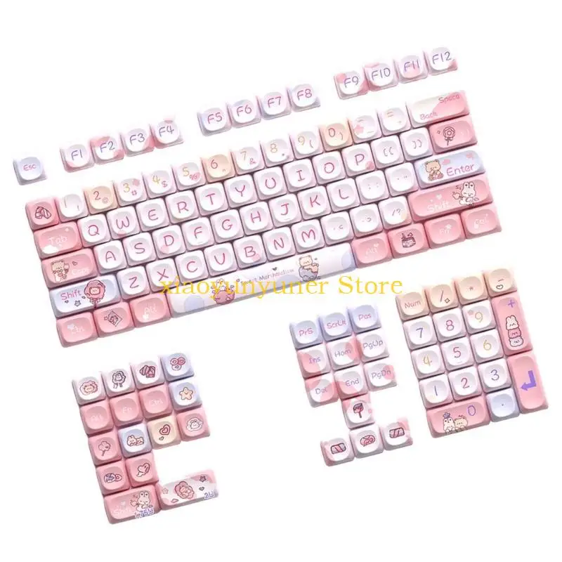 P9JB Cartoon Animal Theme MCA Keycaps Highly Content PBT 120Keys For 68/75/84/98/100/104/108 Mechanical Keyboards