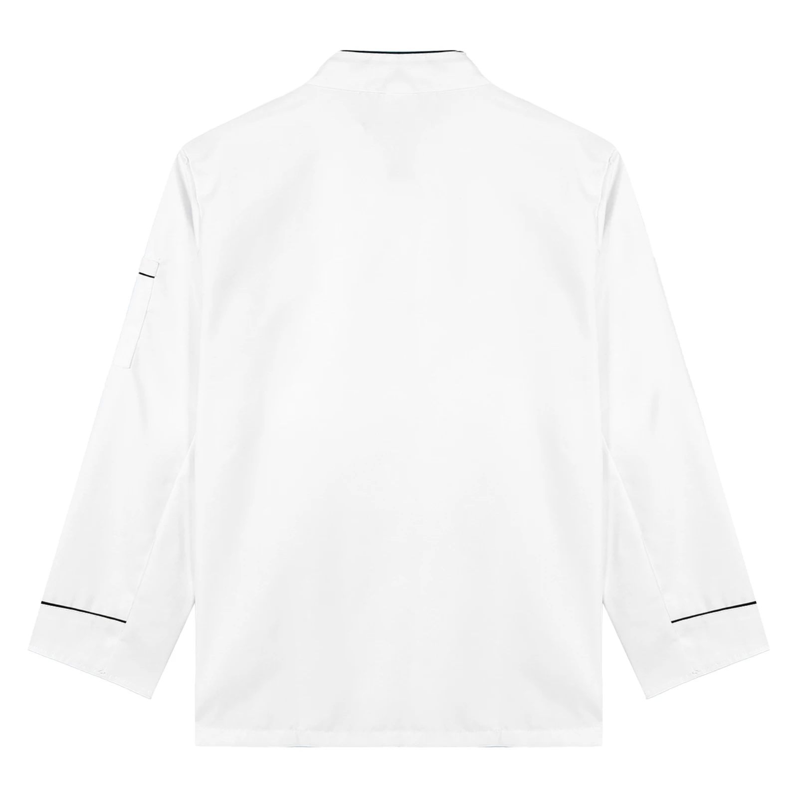 Veste de chef blanche pour hommes et femmes, uniforme de cuisine d'hôtel et de restaurant, col montant Chamonix, bouton vers le bas, abonnés, garniture de document