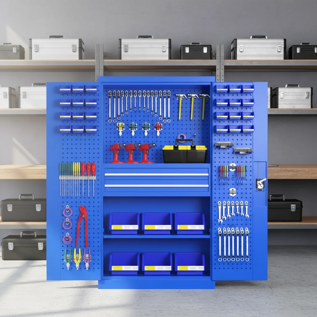 Portable Steel Tool Storage Cabinet Workshop Trolley with Garage Cupboard for Tool Organization