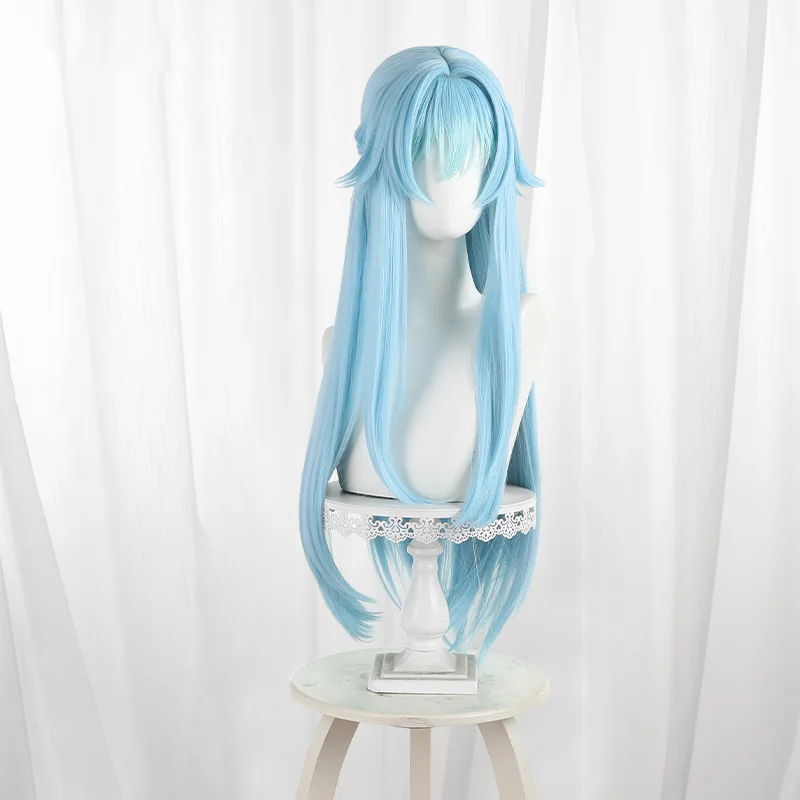 Peluca de Cosplay de Anime Dina, pelo largo trenzado azul claro para fiesta de Comicon, mujeres y hombres adultos