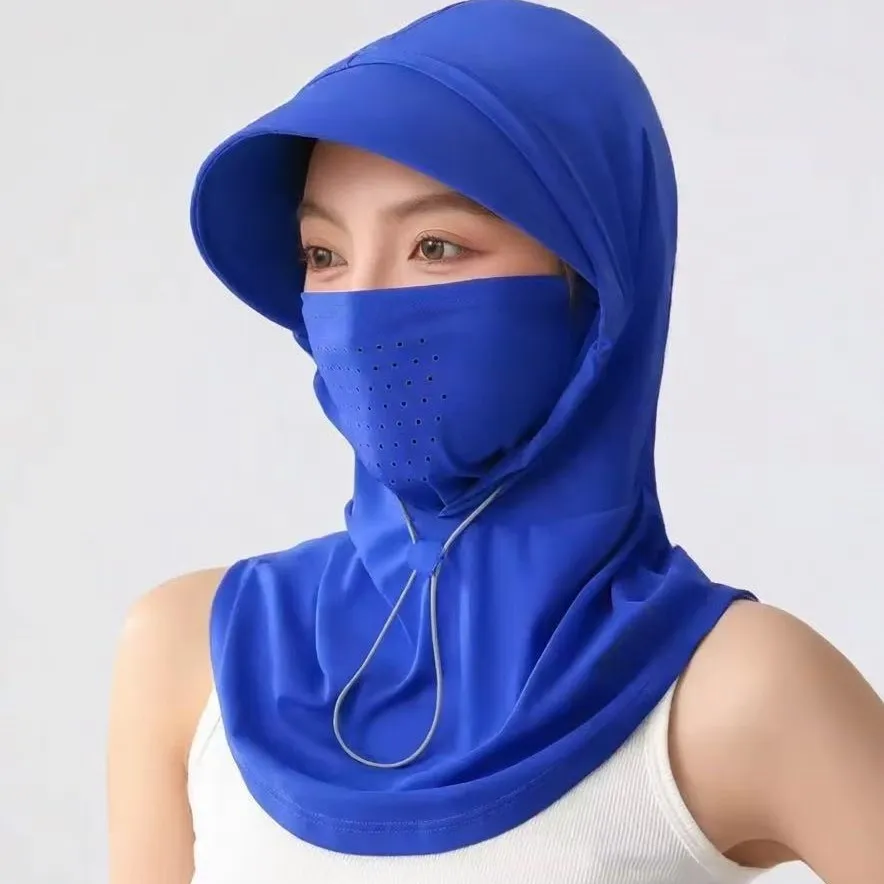 Máscara Protetora Solar Feminina para o Verão, Cobertura Completa para o Rosto, Nova Máscara de Ciclismo em Seda Gelada Anti-UV com Proteção Integrada para o Pescoço e Respirável