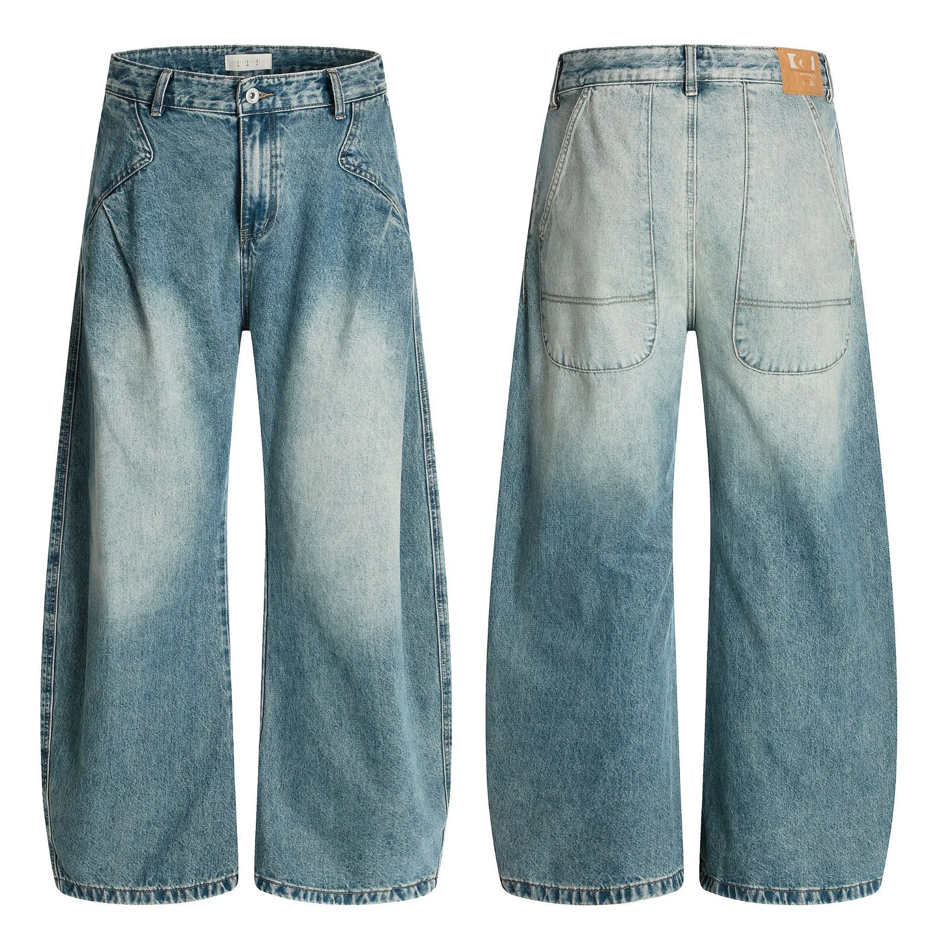 

American Retro Waed Jeans Men's Women's Casual Straight Leg Floor-Length Pants Youth Stand Fit Daily Wear