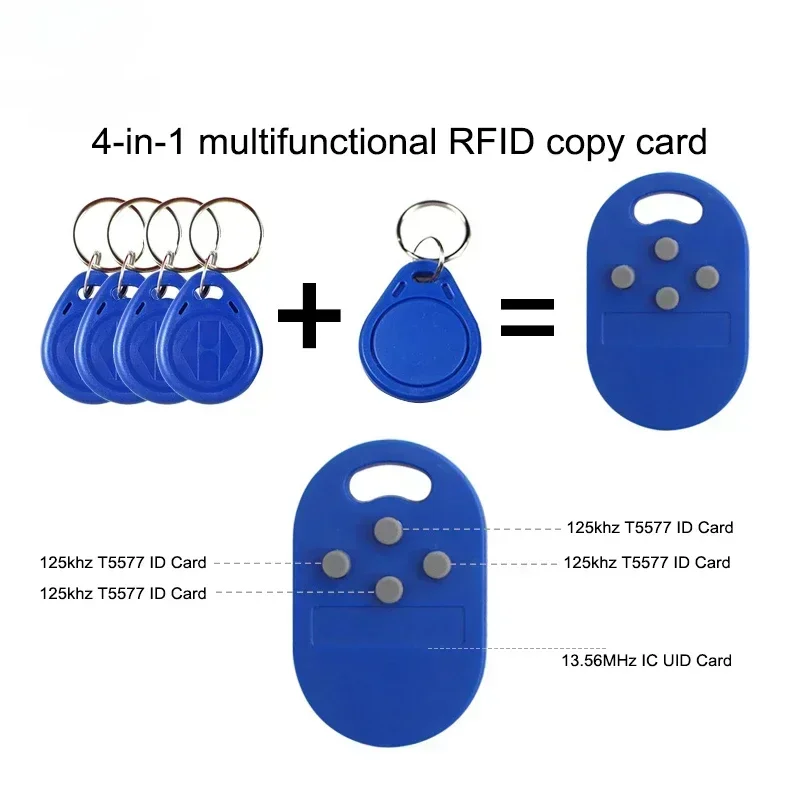 

1/3pcs RFID Multiple Keyfob Changeable CUID Complex Keychain Tag 4 inch 125khz T5577 EM Writable IC 13.56Mhz M1k S50 UID