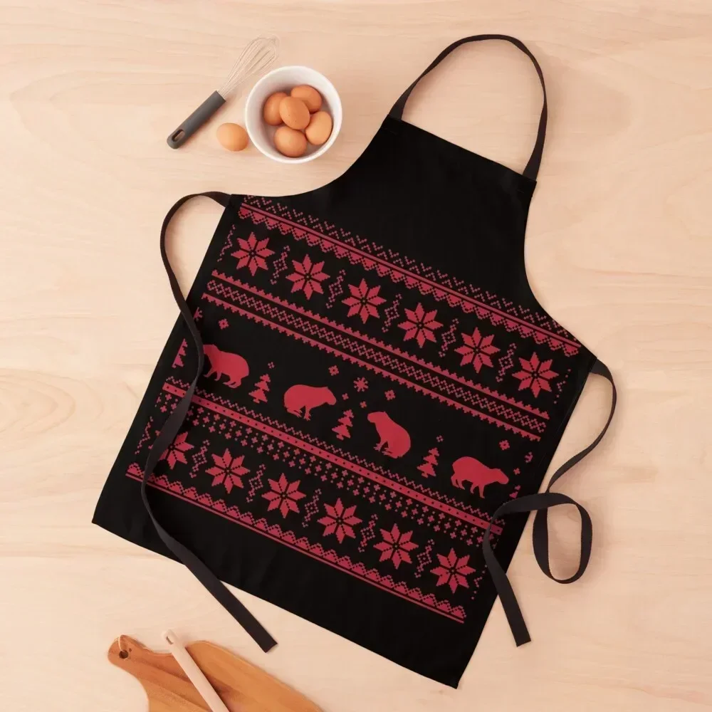 

Cute capybara christmas gifts and christmas sweater Apron Chef Uniform For Men Barista Chef jacket men kitchen and home Apron
