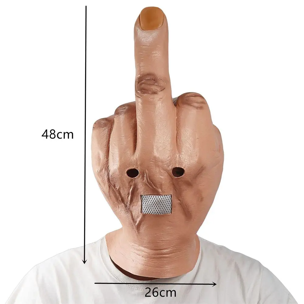 Novelty Latex Costume Scary Middle Finger Funny Halloween Mask