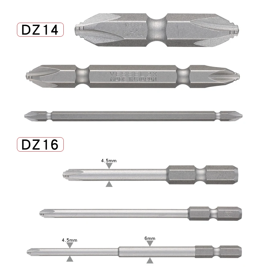VESSEL Screwdriver Bit Set PH2 Single/Double Head High Hardness Non-slip Magnetic Bit Hand Tool Accessories NO.DZ Series
