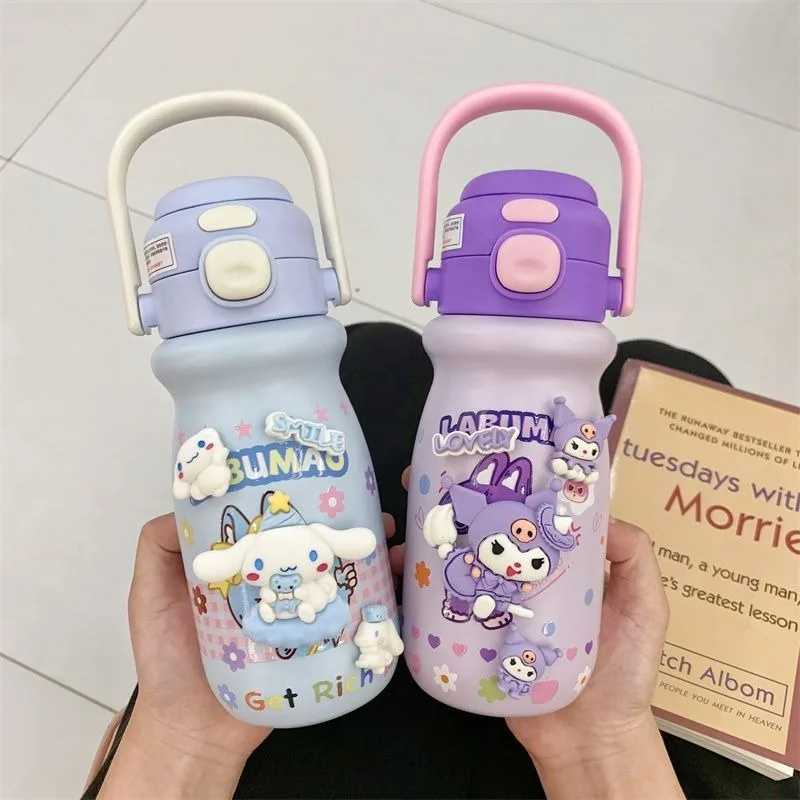 

Kawaii Cinnamoroll My Melody Hello Kitty Kuromi Sanrio Cute Cartoon Stainless Insulated Cup Sippy Cups Children Gift for Kids