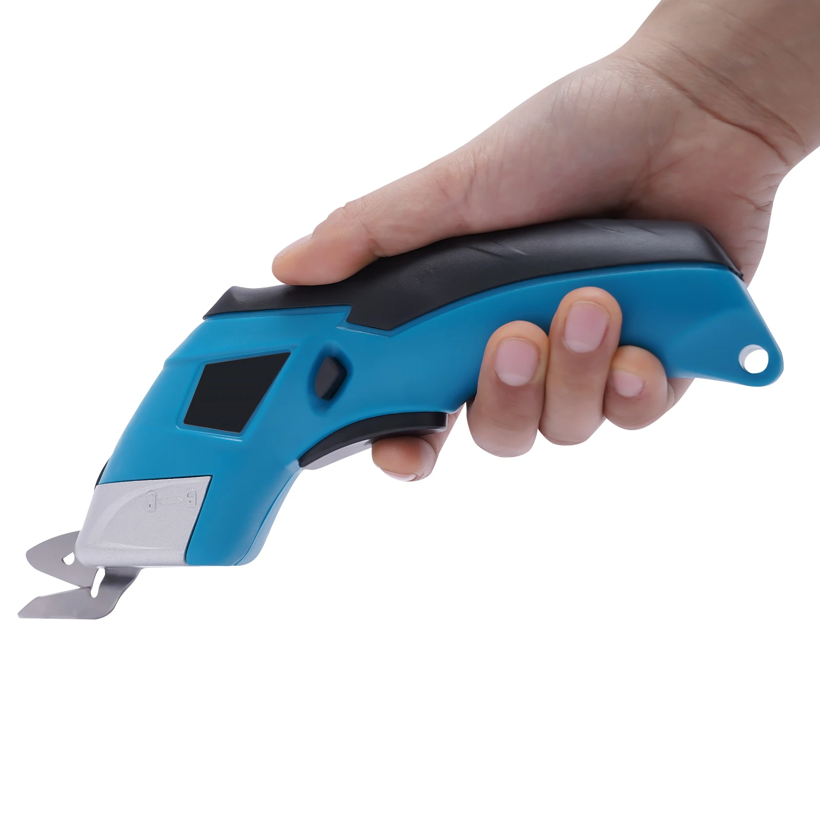 Cordless Electric Scissors Cardboard Cutter Fabric Carpet Leather Shear &2 Blade