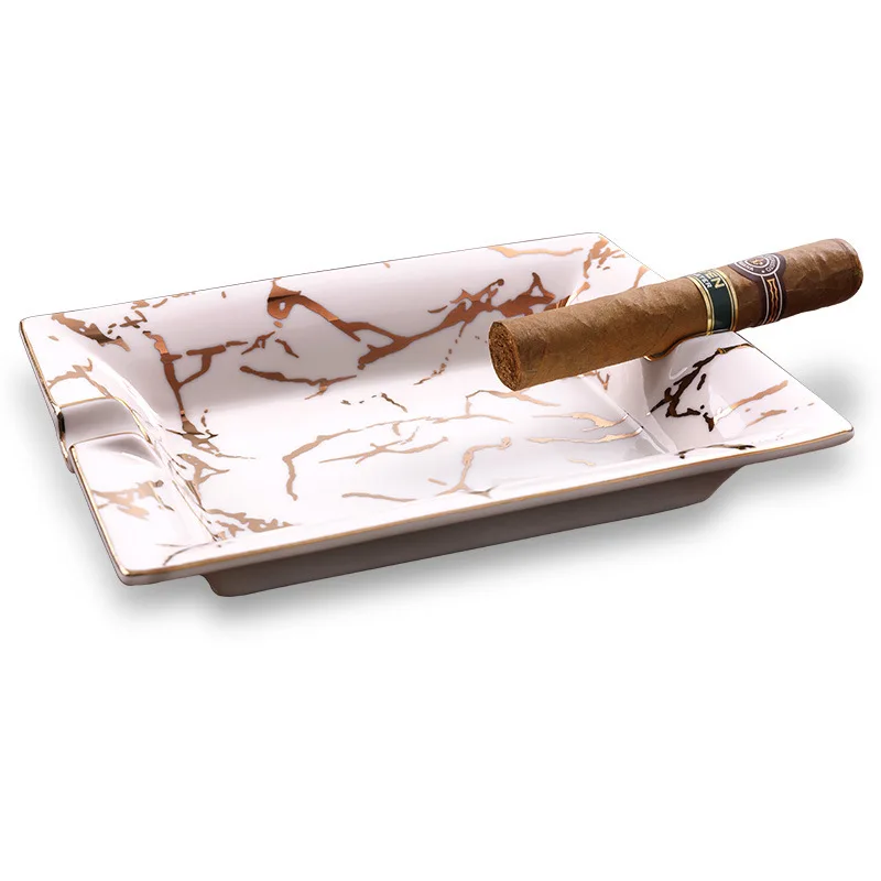 White Branch Pattern, Two Cigar Ashtrays, Ceramic Ashtray Creative Living Room Ornament Gift Box.