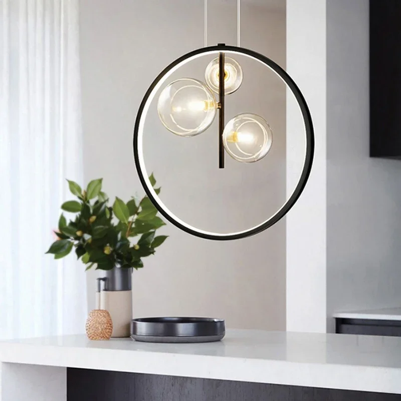 

Nordic Creative Soap Bubble Chandelier Simple Restaurant Bar Galss Ball Chandelier Lighting Staircase Decor Bedroom Bedside Lamp