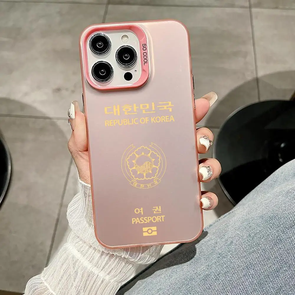 حافظة هاتف كورية لجواز السفر لهاتف آيفون 11 12 13 14 15 16 17Pro Max Air Plus حافظات فضية ملونة فاخرة وخفيفة الوزن