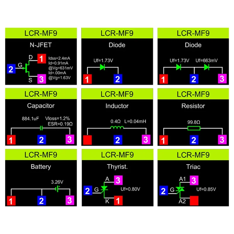 BMBY-トランジスタテスター TFT グラフィックディスプレイ付き 1.8 インチ LCR メーター測定容量抵抗 NPN PNP MOSFET ダイオード三極管テスト
