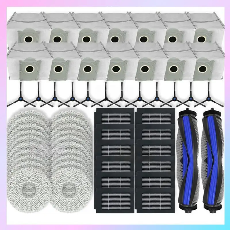 ABRG-50PCS For Ecovacs Deebot T50 Max/T50 Omni/T50 Pro Omni/T50 Max Pro Omni Vacuum Attachment Main Side Brush Filter Mop Dust B