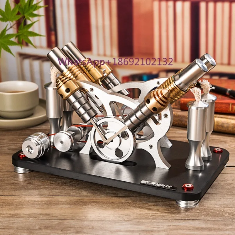 Can Be Powered By V4 Sterling Engine,Electric Machine 4-cylinder Stirling Model,Micro Generator, 4-cylinder Sterling