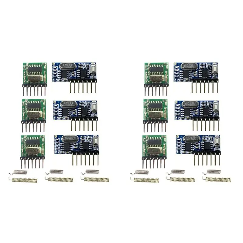 ABZZ-2X Wireless RX480E-4WQB 433Mhz RF Module Transmitter And Receiver 3 Sets 4 Channel Output Link Kit For Remote Control