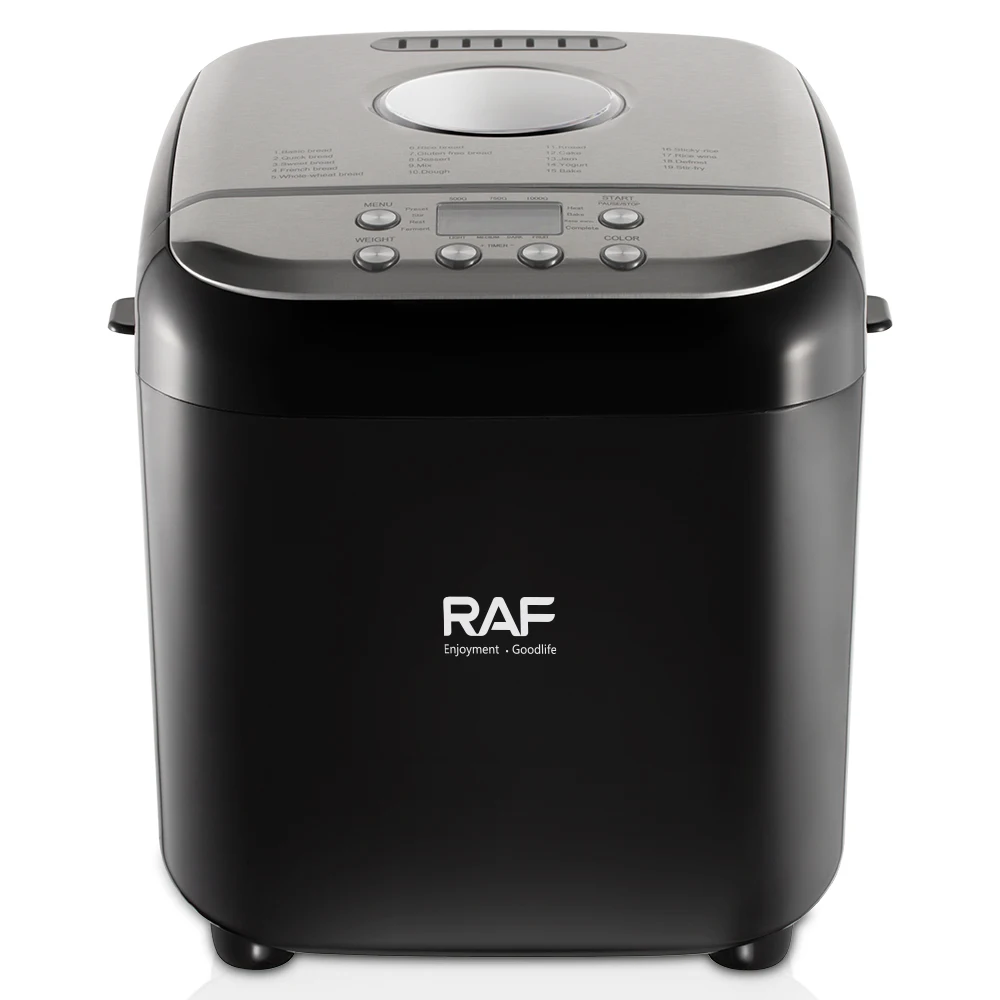 

RAF 600W Home Bread Machine with Clear LCD Display Efficient and Time-saving Large Glass Viewing Window Non Stick Pan