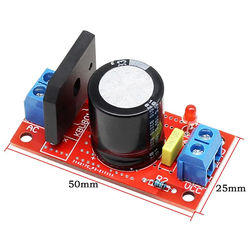 Single Supply AC to DC Rectifier Filter Power Board 8A Amp Rectifier Module with LED Indicator 18V for Audio Amplifier