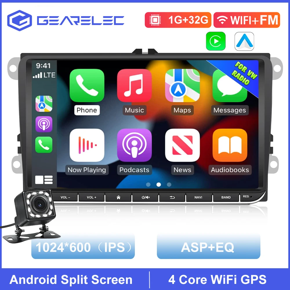 9 "Autoradio Android 13 Voor Vw Passat 6 7 Cc Polo Golf 5 6 Touran T5 Wifi Gps Navigatie Bt Wifi Split Screen Head Unit Fm Radio