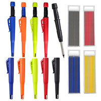 4 Colors Refill Solid Carpenter Pencil Mechanical Pencil with Sharpener Woodworking Construction School Office Supplies
