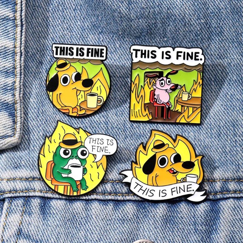This is Fine Dog Expression Brooch Funny Alloy Badge Pin Funny Unisex for DIY Clothes Bags Shoes Hat Scarf T-shirt Jeans
