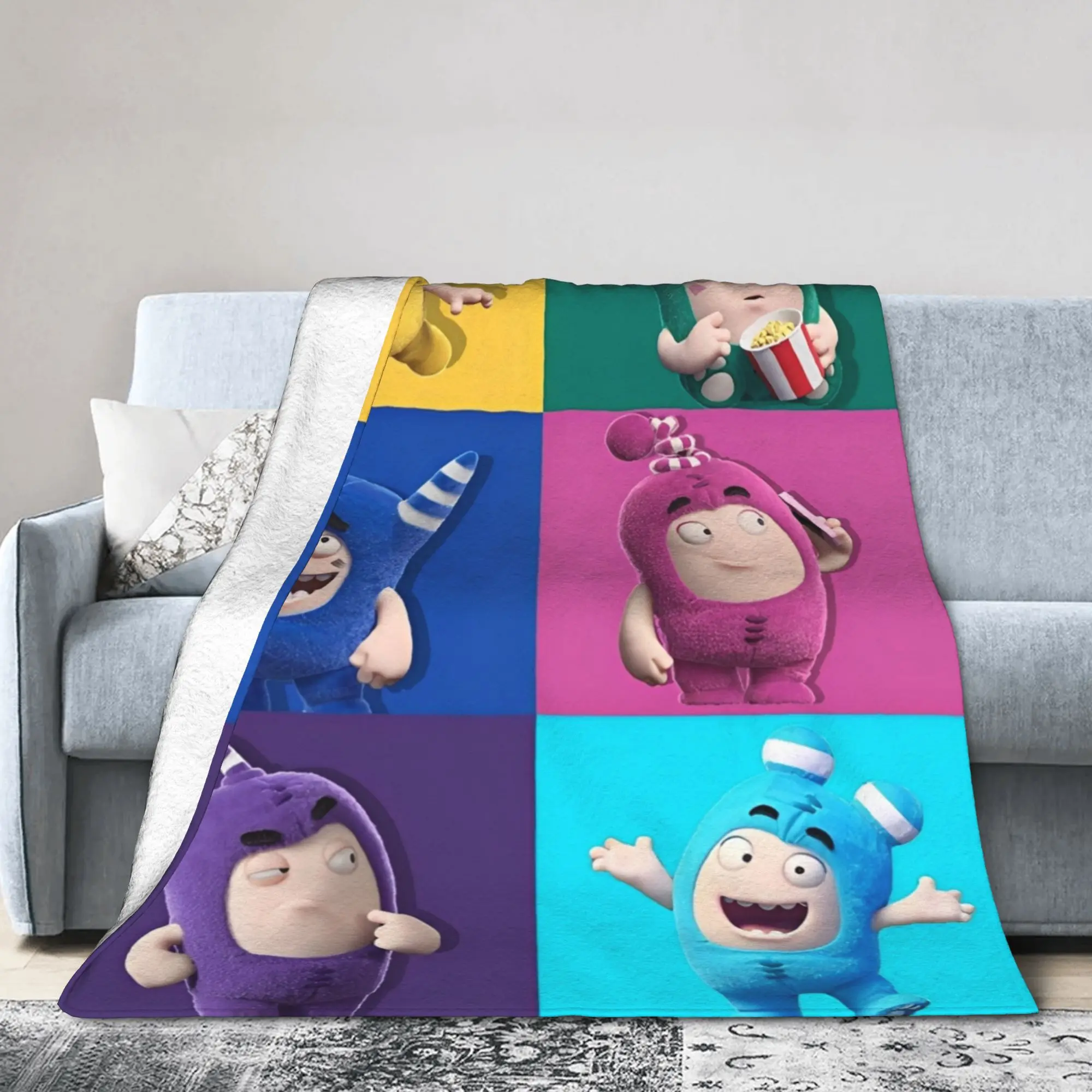 Oddbodes Cartoon  Super Soft Blanket  Kids Plush Throw Blanket Novelty Home Decor Flannel Bedspread Sofa Bed Cover