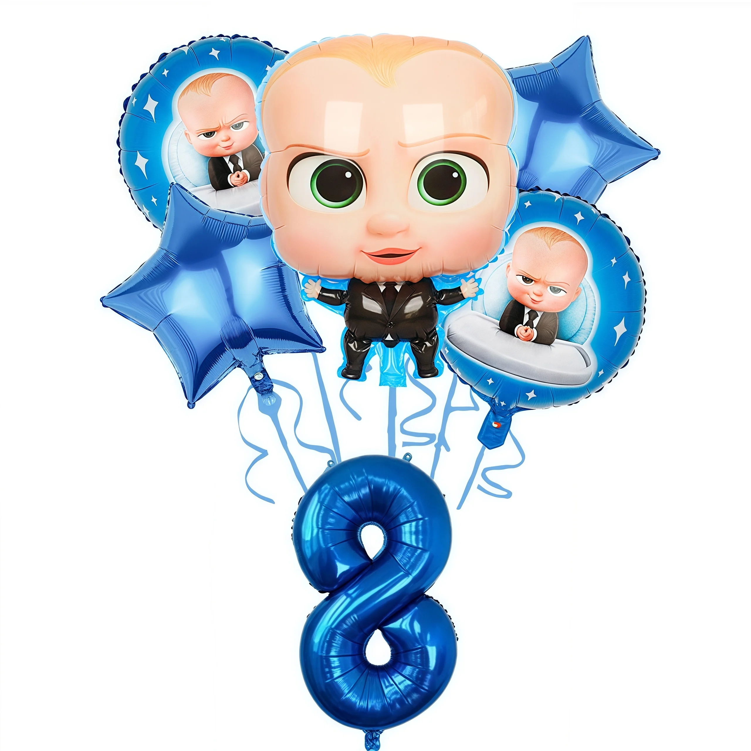 Bossed Baby Cartoon Geburtstagsparty Dekoration Einweggeschirr-Set Teller Becher Ballon-Set Kinder Baby-Shower Zubehör Geschenk