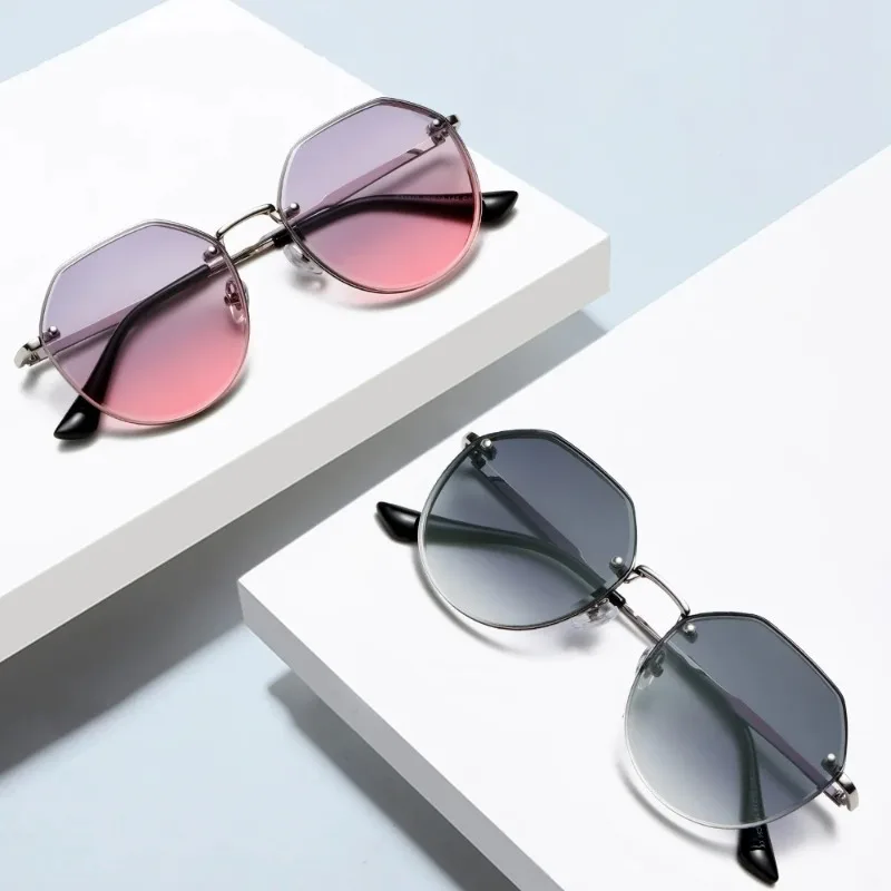 New Fashion Polygon Frames Sunglasses Women Men Metal Vintage Ocean Shades Luxury Brand Design Outside Driving Eyewear