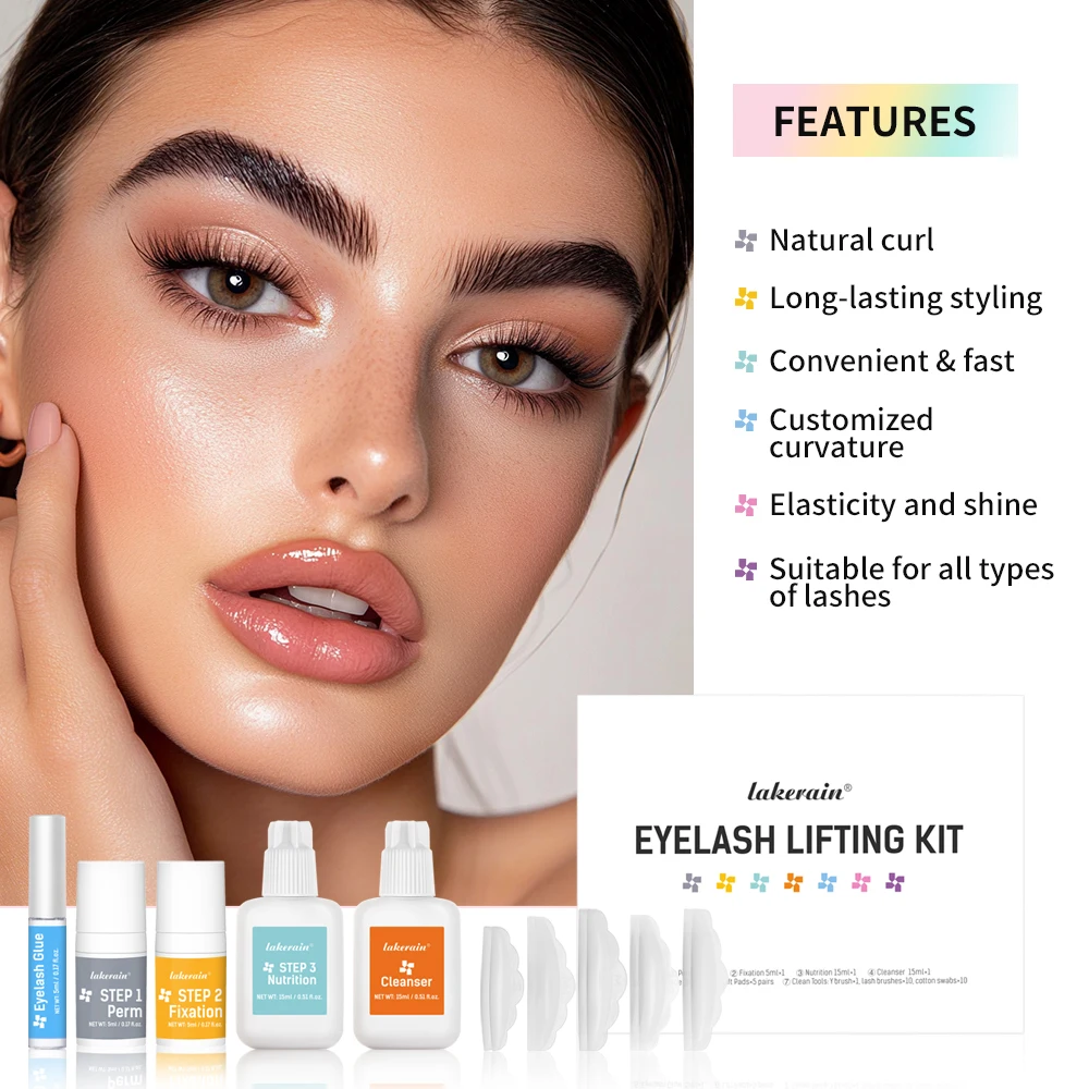Lakerain Eyelash Lifting Kit Semi-Permanent Lash Liting & Perming Makeup Tools Combo Long-Lasting Eyelashes Styles Cosmetic