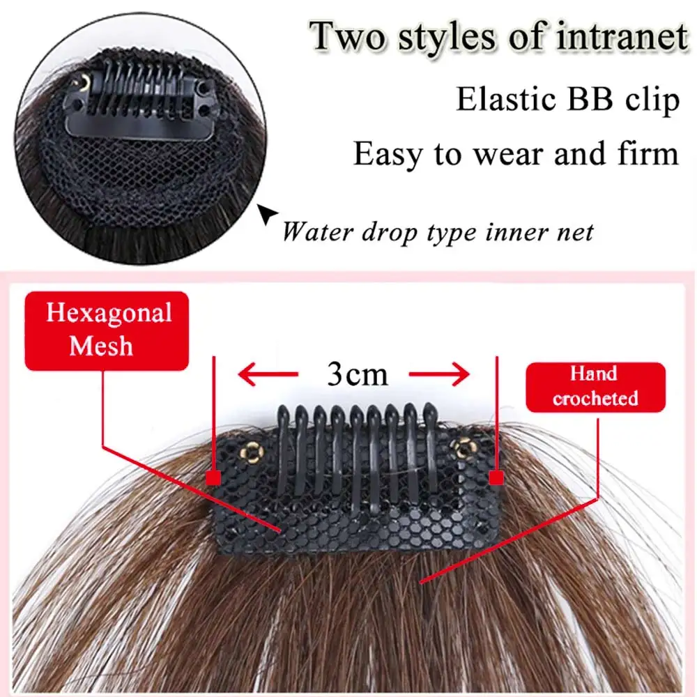 Synthetic Air Bangs Heat Resistant Hairpieces Hair Women Natural Black Light Brown Bangs Hair Clips For Extensions