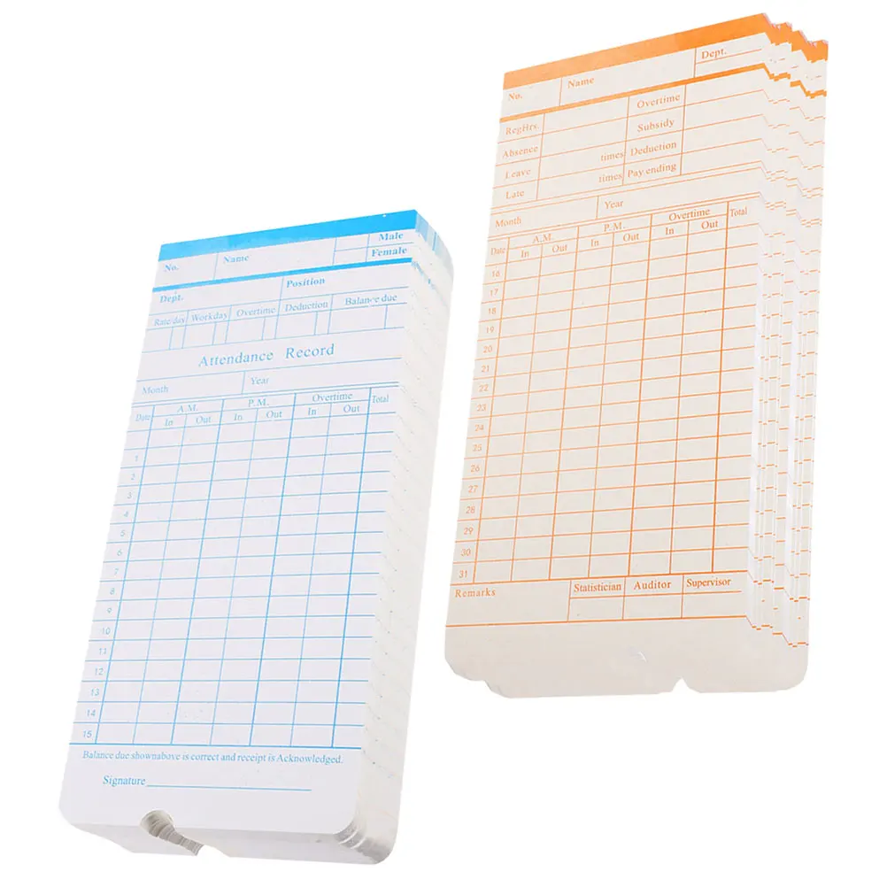 

2pcs Time Cards Sheets English Edition Double-Sided Office Supplies Attendance Tracking Weekly Monthly Use