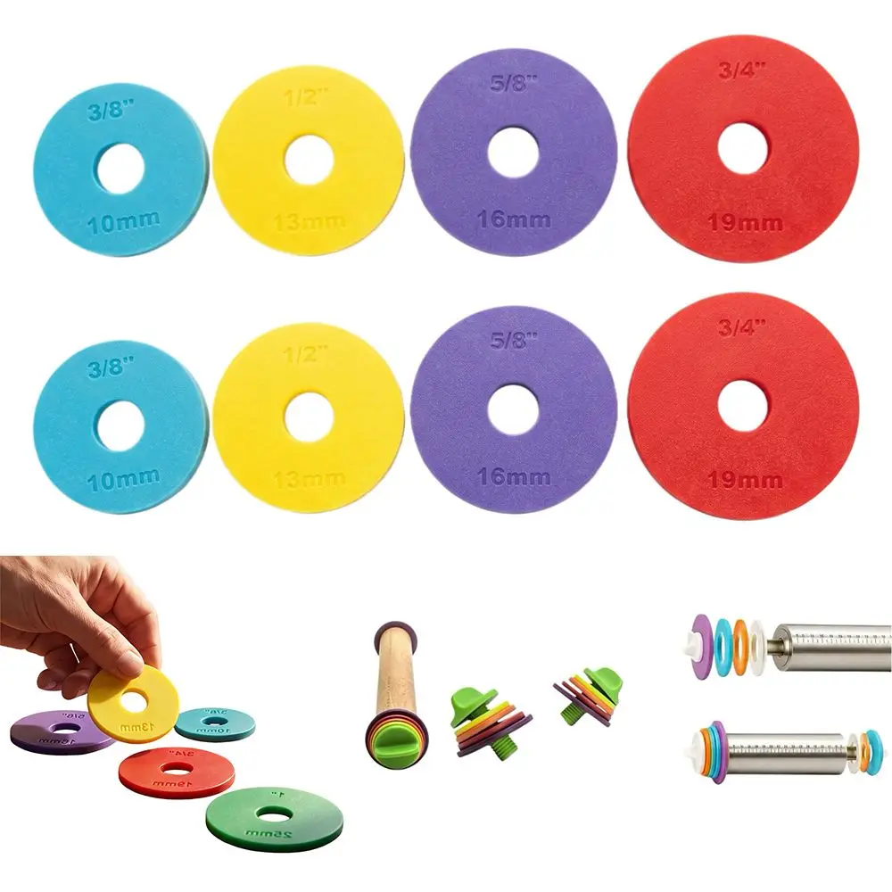 4/5/8/10Pcs Plastic Rolling Pin Guide Rings Colorful Adjustable Thickness Rolling Pin Spacer Discs Assorted Rings Scale Marking