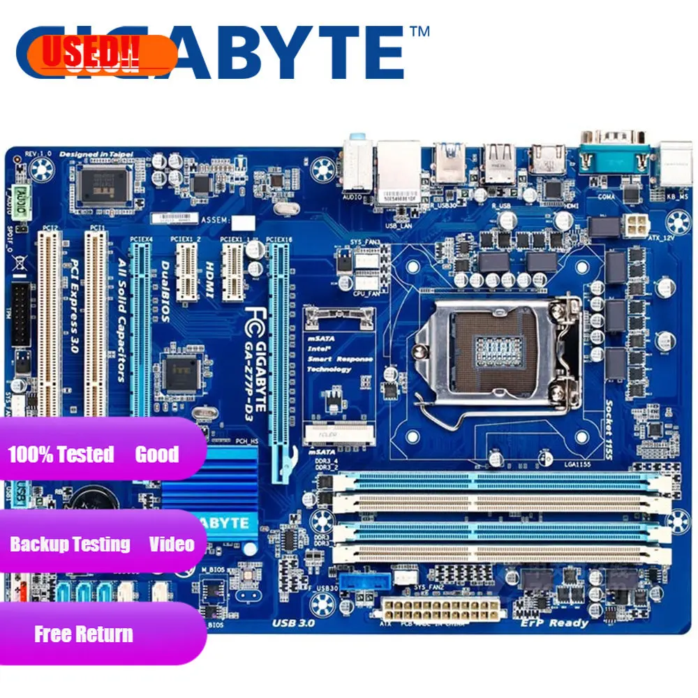 

GIGABYTE GA-Z77P-D3 Desktop Motherboard Z77 Socket LGA 1155 i3 i5 i7 DDR3 32G ATX UEFI BIOS Original Z77P-D3