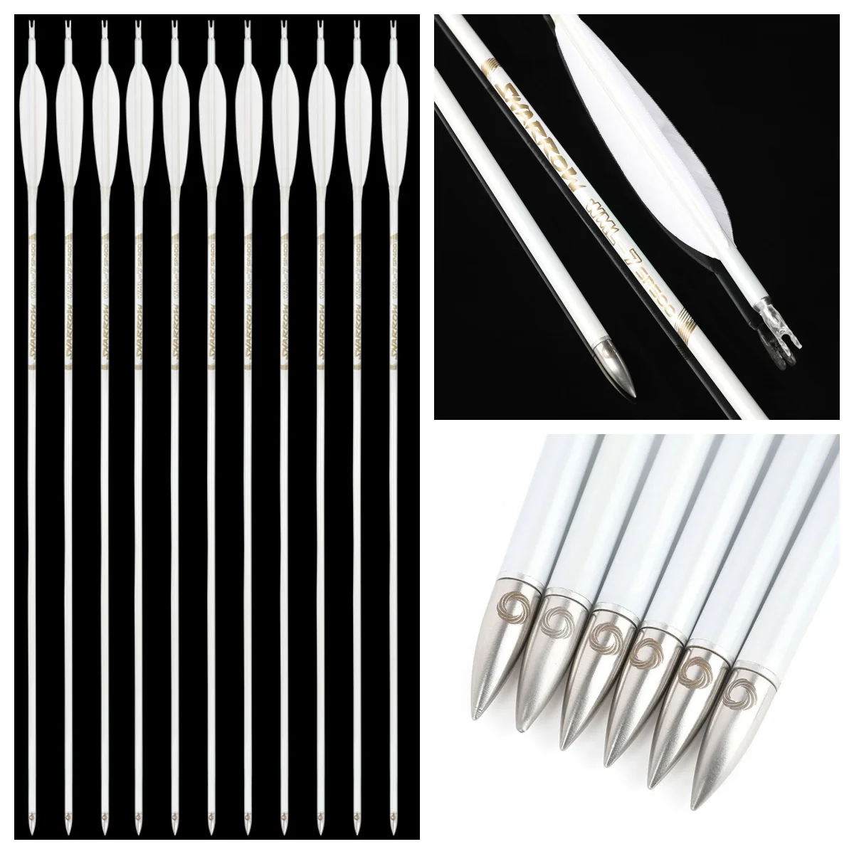

Archery 33.7" Pure Carbon Arrows ID6.2 mm Arrows Shaft SP 400/500/600/700/800 Bow Outdoor Archery Hunting Shooting Target 6/12pc