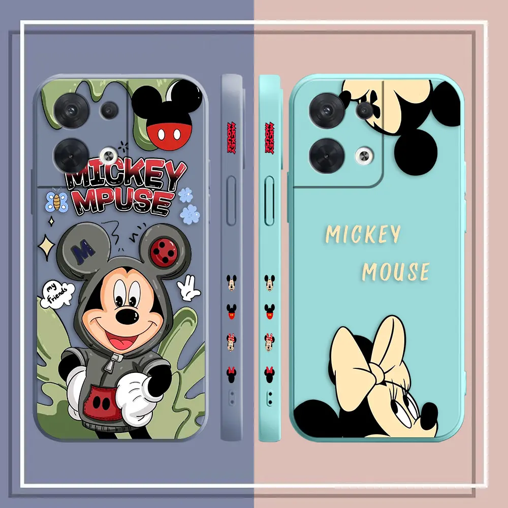 Funny M-Mickey Mouse Phone Case For OPPO RENO 10 8 8T 7 6 5 4 3 4G 5G PRO PLUS Colour Simple Silicone Case Funda Cqoue Shell