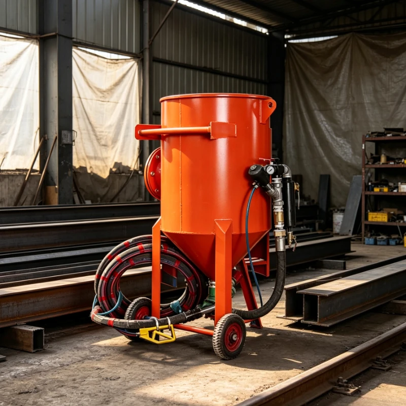 Portable Pneumatic Abrasive Blaster 150L-300L Sandblasting Equipment with Hose and Wheels Set