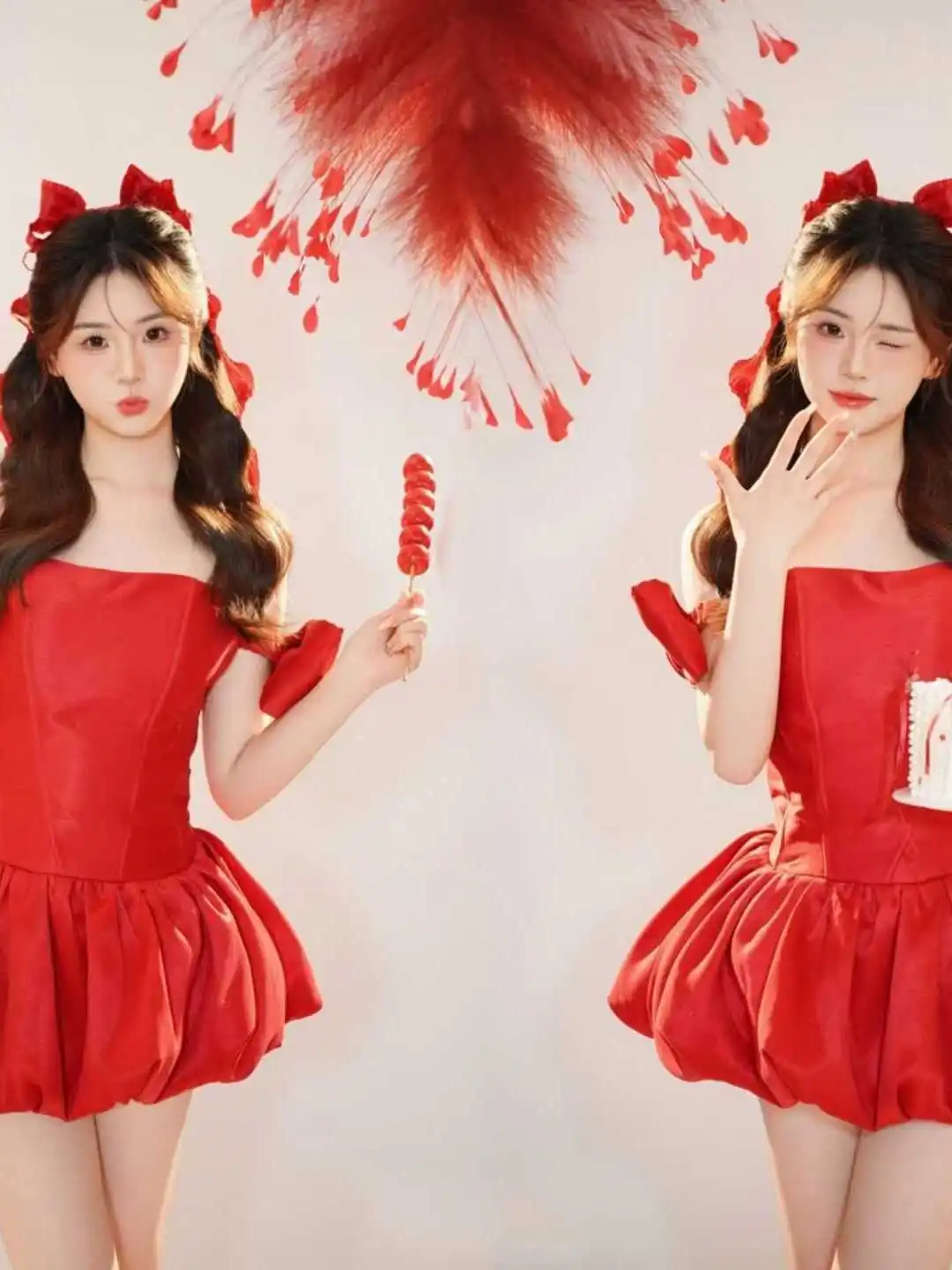 

New Arrival Red Dress Artistic Personal Atmosphere Korean Style Sweet Girl Photography Costume Stage Performance Traditional ...