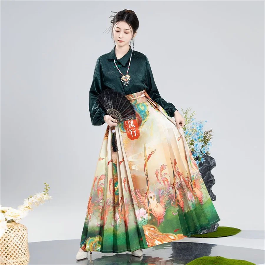 

Юбка с лицом лошади Hanfu, оригинальное китайское женское традиционное платье династии Мин, юбка Mamianqun, повседневная юбка-жилет с конским лицом пони