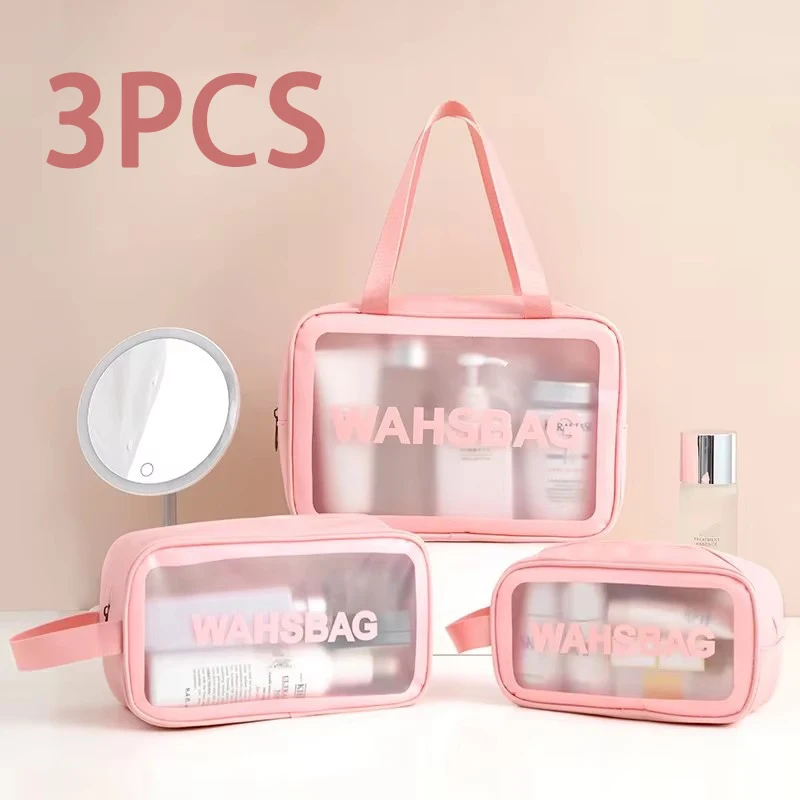 3 قطعة مجموعة حقائب مكياج النساء المحمولة السفر مستلزمات التجميل حقيبة التخزين مقاوم للماء منظم أدوات التجميل سعة كبيرة مجموعة حقائب الإناث #1