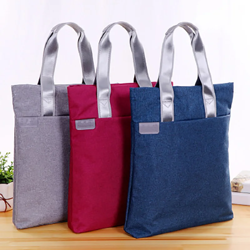 

Zipper Briefcase Canvas Vertical Handbag Document Paper Storage Bag Waterproof File Folder Office Supplies Stationery